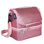 Wildkin Two Compartment Insulated Lunch Bag for Boys & Girls, Perfect for Early Elementary Lunch Box Bag, Ideal Size for Packing Hot or Cold Snacks for School & Travel Lunch Bags (Pink Glitter)