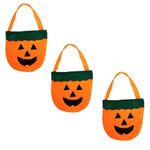 Kaku Fancy Dresses Halloween Pumpkin Baskets for Kids | Trick or Treat Fabric Basket | Halloween Decoration Prop - Small, Pack of 3