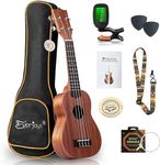 Mahogany Soprano Ukulele Starter Kit - Professional 21 inch w/Case Strap Tuner Aquila Strings