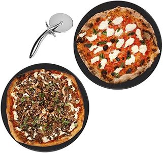 2-Pack Ceramic Pizza Stones - Make Restaurant-Quality Pizza Right at Home - Easy to Use - Durable up to 500℉ - 100% Black Cordierite - 11.75” Diameter