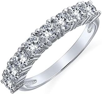 Simple Thin Round Cubic Zirconia AAA CZ Stackable Eternity Anniversary Wedding Band Ring for Women .925 Sterling Silver