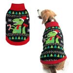 BINGPET Knit Puppy Dog Sweater,Dinosaur Pattern Holiday Turtleneck Sweaters for Small Medium Large Dogs,Pet Winter Clothes Warm Sweatshirts Outfits for Dogs and Large Cats