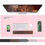 VITOTC Desk Mat, Mouse Pad, Dual-Sided Desk Pad Protector with Sewing Edge, Waterproof PU Leather Laptop Desk Mat Desk Blotter Mouse Pad Writing Pad for Office/Home (Pink, 35.4" x 15.7")