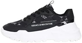 VERSACE JEANS COUTURE Fondo SPEEDTRACK DIS.2 black fabric trainers, Black, 10.5 UK