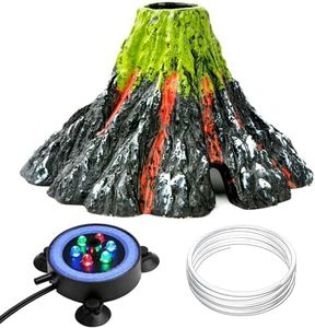 NICREW Aquarium Volcano Ornament Kit, Bubbler Decorations for Fish Tank, Aquarium Bubbling with Multi-Color LEDs