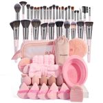 MAANGE Makeup Brushes 54 Pcs Makeup Tool Set, Multi-functional Makeup Kit Premium Synthetic Brush Make up Brushes Set for Women Girl (Pink, 54 Pcs)