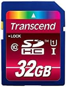 Transcend 32GB SDHC Class 10 UHS-1 Flash Memory Card Up to 90MB/s (TS32GSDHC10U1)