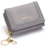 MUIIKOLA RFID-Blocking Mini Leather Wallet for Women，Women's Minimalist Card Holder Coin Changes Purse Keychain Front Pocket Wallet with 7 Card Slots and 1 ID Window Card Holder Organizer