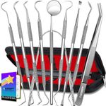 G.CATACC Dental Tools, 10 Pack Professional Plaque Remover for Teeth Cleaning Tools Set, Stainless Steel Dental Hygiene Kit with Dental Picks, Tartar Scraper, Tooth Scraper, Tongue Scraper- with Case