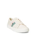 LAUREN Ralph Lauren Women's Janson Ii Leather Sneakers, Soft White/Soft Laurel/Pink Opal, 8.5