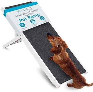 BIRDROCK HOME Adjustable Pet Ramp for Small Dogs, Cats, Puppies - Foldable Wooden Dog Ramp for Couch, Bed, Car - Indoor or Outdoor- Safe, Portable, Non-Slip Carpet - 16", White