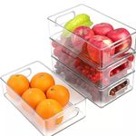 HouseWarming 4pack Stackable Multipurpose Storage Box with Lid, Fridge Organiser for Kitchen, Countertops, Pantry Organizers and Storage Box for Fridge