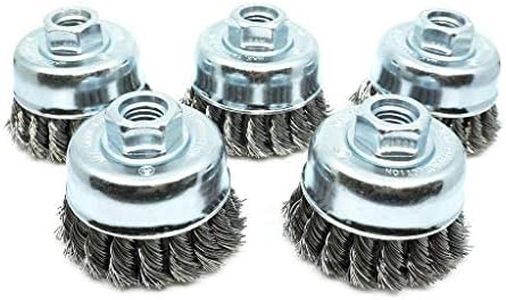 Benchmark Abrasives 2-3/4" Knot Wire Cup Brush for Narrow Holes Derusting Paint Removal Deburring Ferrous Metals Concrete, Wire End Brush for Angle Pneumatic Grinder - Carbon Steel (Pack of 5)