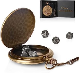 Famard 10mm Tiny DND Dice Set with Vintage Pocket Watch Shell Case, Polyhedral Metal D&D Dice Set for Dungeons and Dragons, RPG MTG Game,Role Playing Board Games