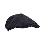WALKER AND HAWKES - Men's Green Sage Derby Tweed 8-Panel Charlie Baker Boy Style Teflon Coated Cap - Blue Tweed - L (59cm)