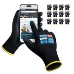 KAYGO Work Gloves PU Coated 12 Pairs Touchscreen, KG11PBE, Safety Working Gloves with Secure Grip on Palm & Fingers, for Men and Women, Ideal for General Duty Work, Gardening (Large, Black)