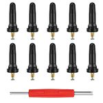 YXCC 10 Pcs TPMS 20008 Rubber Snap-in Tire Valve Stem with 1Pcs Valve Core Remover,Snap-in Tubeless Valve Stems Suit for 0.453 inch Rim Holes on Standard Vehicle Tires (10Pcs TPMS 20008)