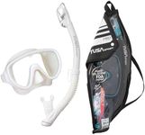 TUSA Sport Adult Serene Mask and Dry Snorkel Combo, with Reusable Travel Bag, White/White, UC-1625PQW-W