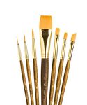 Princeton Art & Brush P9143 Real Value Brush Set, Synthetic Gold Taklon, Round 2 and 4, Liner 2/0, Shader 2 and 6