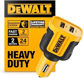 DEWALT 2-Port USB Car Charger — 24W Fast Charge Dual Port USB-A for iPhone 14 13 12 11 Pro Max X XR XS 8 Plus 6s iPad — Compatible with Samsung Galaxy S22 S21 S10 Plus S7 GPS