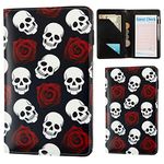 Server Books for Waitress,Cute Pocket Leather Money Organizer Wallet Note Pad Cash Bill Restaurant Guest Check Book Holder Pocket Presenter Fit Server Apron Waitress Book (Skull)