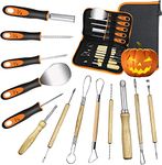 Halloween Pumpkin Carving Kit, Upgrade Soft Grip Rubber Handle 14PCS Halloween Pumpkin Carving Kit, Melon Fruit Kitchen Durable Stainless Steel Decoration Tools Kits