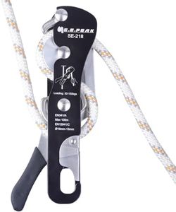 S.E.PEAK CE Certified Climbing Double Stop Descender Self-Braking Self Locking Rappelling Belay Devices for 10-12.5mm Rope for Rescue & Arborist/Anti-Panic, Hand Control, Black