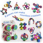 Clixo Tiny & Mighty Pack - 9 Pieces Over 100 Creations. Magnet Travel Toy, Flexible, Creative, Educational, Magnetic Building Toy Designed for Hours of STEM Play. Multisensory Magnetic Toy. Ages 4-99