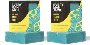 Every Man Jack Cold Plunge Mens Bar Soap - Tahoe Blue Scent with notes of Bergamot, Lemon, Freshwater Mist - Deeply Cleans, Hydrates with Naturally Derived Ingredients and Medium Grit - 5oz (2 Pack)