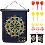 Abree Magnetic Dart Board Toy 2 Sided Roll Up Dartboard for Kids & Adults Indoor Outdoor Hanging Dart Games with 6 Magnetic Darts and 6 Dart Balls