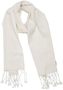 Cashmere Boutique Women Pashmina Scarf for Daily Wear, Wedding, Evening Party, and Winter Warm - 70% Cashmere and 30% Silk - White, 12" x 60"
