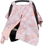 Insular Floral Car Seat Covers for Babies, Infant Minky Car Seat Canopy Cover for Boys Girls, Newborn Carseat Cover, Breasstfeeding Nursing Cover, Pink Flower