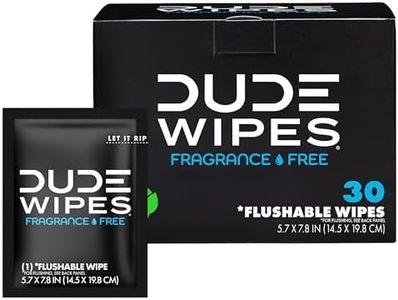 DUDE Wipes Flushable Wet Wipes 30 Wipes, Individually Wrapped for Travel, Unscented Wet Wipes with Vitamin-E & Aloe, Septic and Sewer Safe