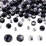 Bestewelry 300pcs Round Billiards Beads Number 8 Ball Beads Cube Alphabet Beads Letter A&E Beads Yin Yang Clay Beads for Jewellery Making