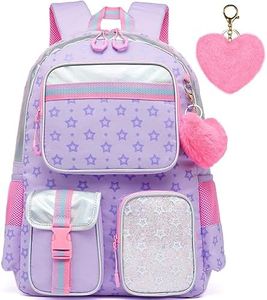 Meetbelify Backpack for Girls School Bag for Elementary Student Cute School Backpack for Girls 8-10, Purple, 17inch, School Backpack