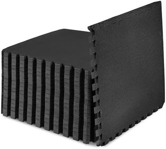 ProsourceFit Weaved Pattern Extra Thick Exercise Puzzle Mat 3/4-inch, EVA Foam Interlocking Tiles for Protective, Cushioned Flooring for Home and Gym Equipment; Black, 72 SQ FT, 18 Tiles