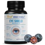 Unique Formula Eye Shield Supplement, Made in Canada with Bilberry extract, Lutein, Zeaxanthin, Astaxanthin, and Beta Carotene, Supports Dry Eyes, Vision Health, and Night Vision, 90 Veg Capsules