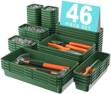 A-LuGei 【𝟰𝟲𝗣𝗖𝗦 & 5 Size】 Tool Box Organizer Tray Divider Set,【Army Green】 Desk Drawer Organizer,Garage Organization and Storage Toolbox Accessories Rolling Tool Chest Cart WorkBench Small Part
