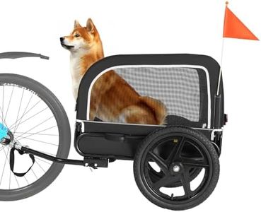 Sepnine Dog Bike Trailer, Dog Cart for Bicycle, Suitable for Small and Medium Pets, Easy Folding Cart Frame, Quick Release Wheel, Non-Slip Floor, Internal Leash, 66LBS Grey