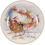 Pottery Barn China Nostalgic Santa (Nostalgic Christmas) Dinner Plate, Santa and Sleigh