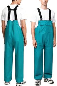Niruoxn Waterproof Workwear Bib Rain Pants for Men Women Packable Rain Gear Outdoor Fishing Hiking Overalls Blue Green