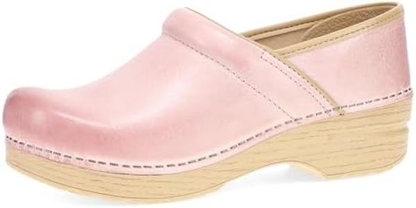 Dansko Professional Chrome Slip-On Clogs for Women - Rocker Sole and Arch Support for Comfort - Ideal for Long Standing Professionals - Food Service, Healthcare Professionals, Pink Milled Burnished,