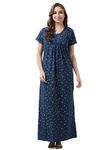 9shines Label Cotton Blend Nighty Nightgown Nightdress All Over Print Maxi for Women (5256JT XXL)