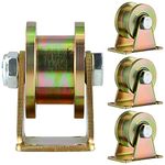 Sanbege 2" H Groove Wheels, 4 Pcs Heavy Duty Sliding Gate Roller, Rigid Casters with Brackets for Square Tube Track, Industrial Machines, Wire Rope Rail (Total Loading Capacity 1500 Lbs)