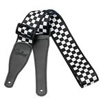 BestSounds Checkerboard Guitar Strap & Leather Ends Guitar Shoulder Strap, Suitable For Bass, Electric & Acoustic Guitars (Black and White Checkered)