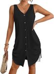 Bsubseach Swimsuit Coverup for Women V Neck Sleeveless Beach Dresses 2024 Vacation Outfits Black XL