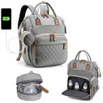 Nappy Bag Changing Bag Backpack (UK Company) Baby Diaper Bag With 9 Pockets Grey