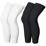 Compression Leg Sleeve Full Length Leg Sleeves Sports Cycling Leg Sleeves for Men Women, Running, Basketball (4 Pieces,Black and White,L)