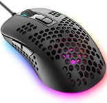 Ultralight Wired Gaming Mouse, Model O Ergonomic Lightweight Honeycomb Shell Design, 4 Types of RGB Backlit Mice, 4 Adjustable DPI 2400, Optical USB Mice (Black)