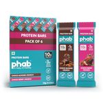 Phab 10g Choco Crunch Protein Bars | (Pack of 6 x 50g) | 14% Almonds | 12% Berries (Cranberry & Strawberry) |Crunchy, Diabetic Friendly, High Fibre, No Preservatives, Trans Fat Free| Healthy Snack